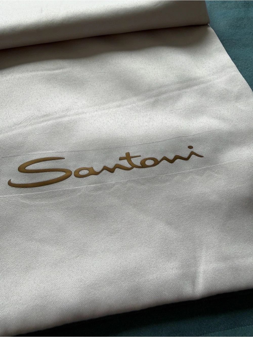 Santoni Shoe Dust Bags Set of 2 Cream Ivory Orange Drawstring